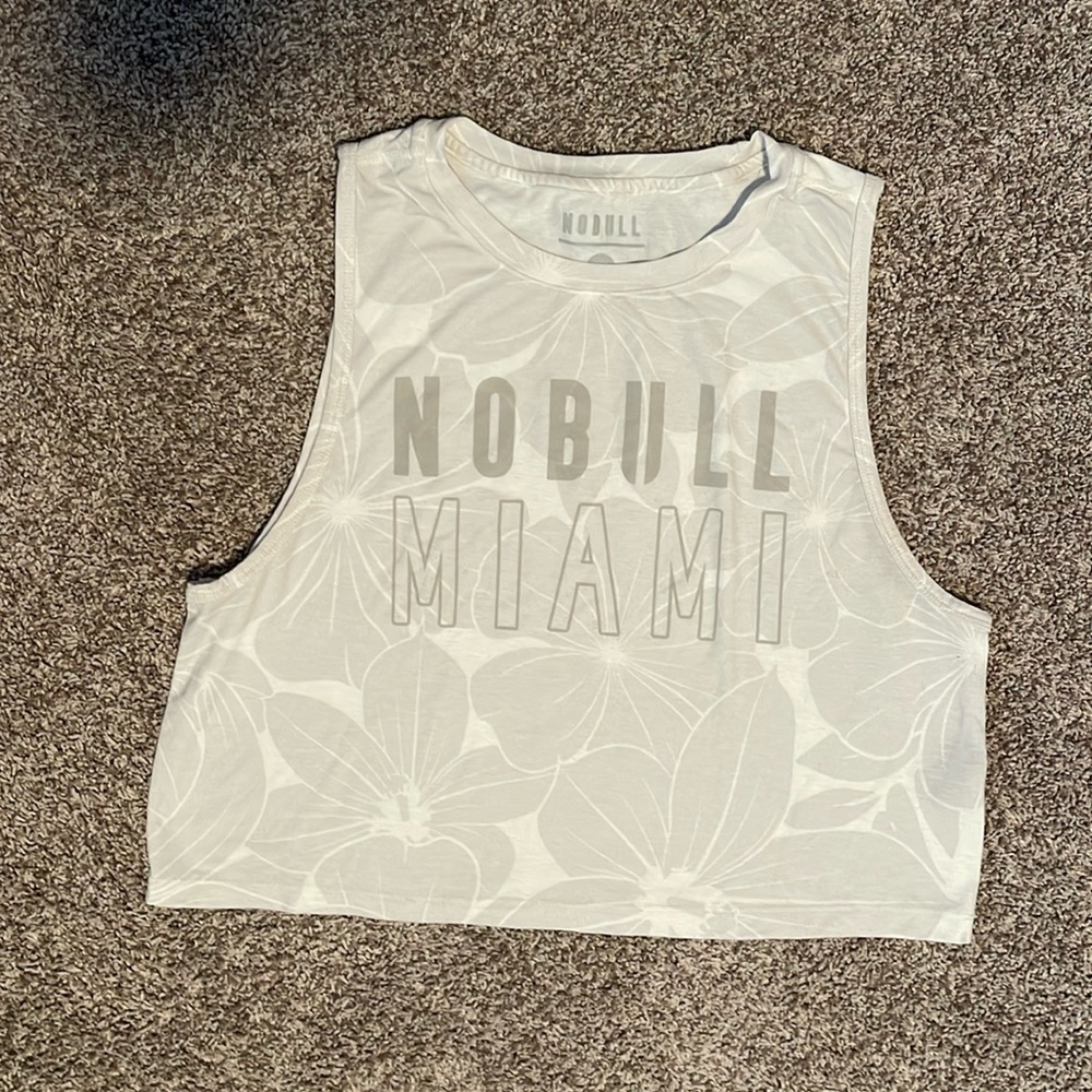 Nobull Miami Crop Tank - white floral - M